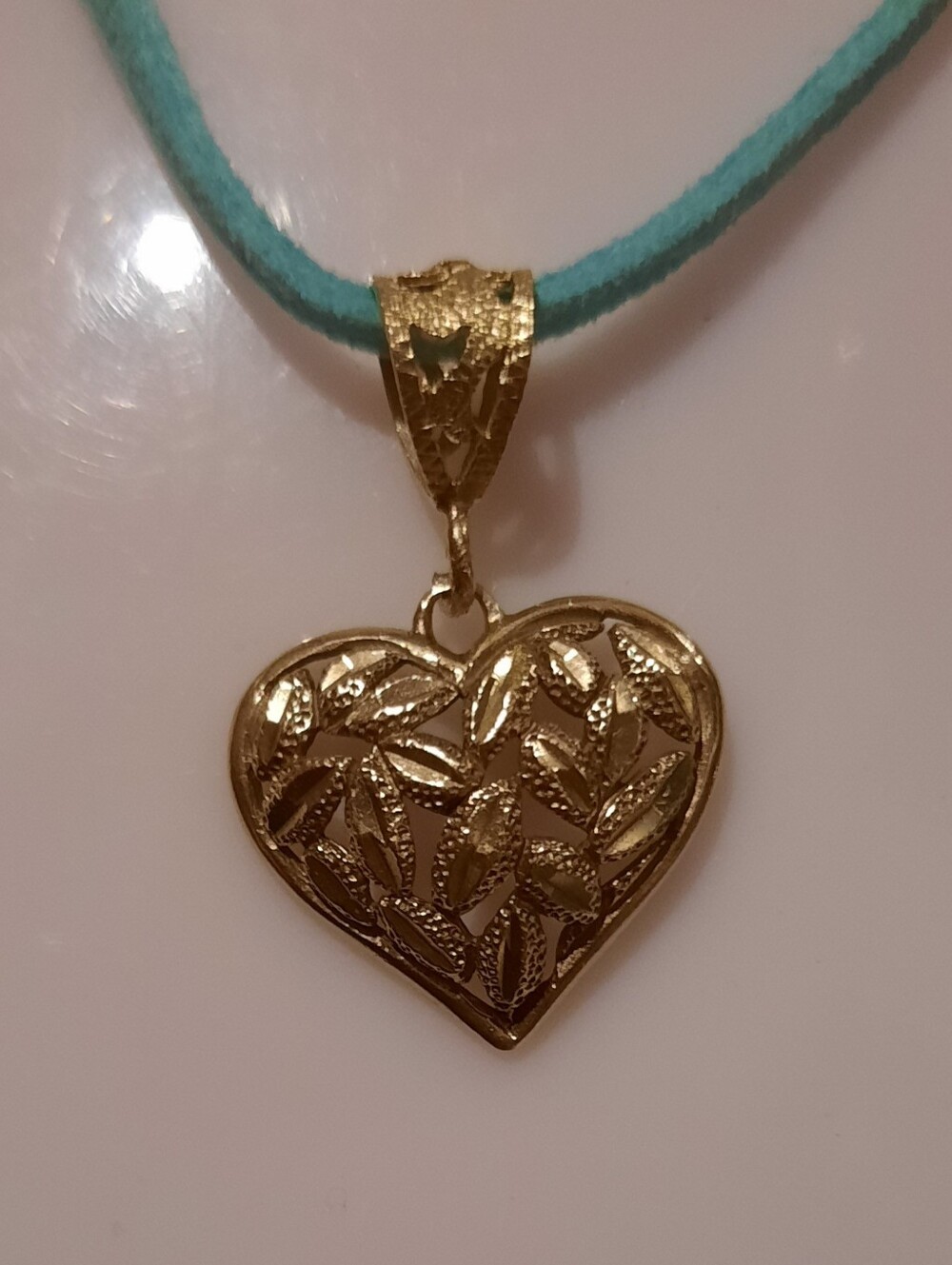 GENUINE SOLID 10K YELLOW GOLD DIAMOND CUT HEART PENDANT INTRICUT DESIGN LARGE 💛